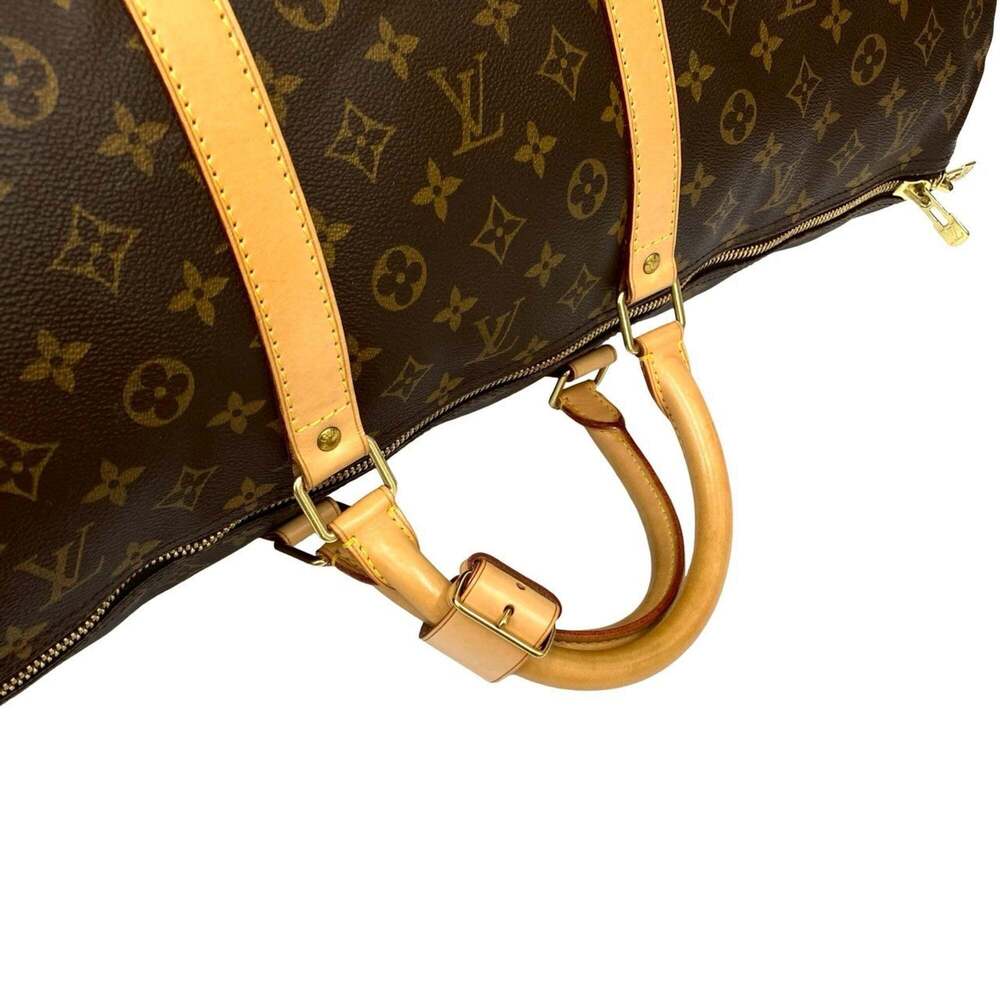 LOUIS VUITTON Authentic Brown Monogram Leather Keepall 55 Boston Bag - Picture 4 of 9